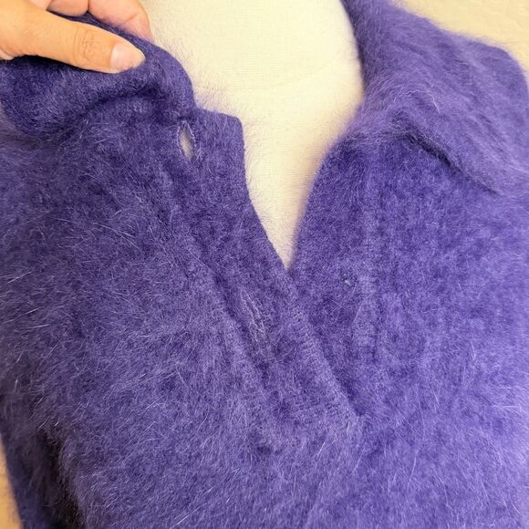 VTG Connie A Lee Angora Fuzzy Sweater Womens S/M Purple Collared Whimsical Retro - Picture 4 of 11